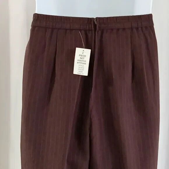 Positive Attitude women's Size 10 wine color pinstripes New pants & blazer - Picture 6 of 16
